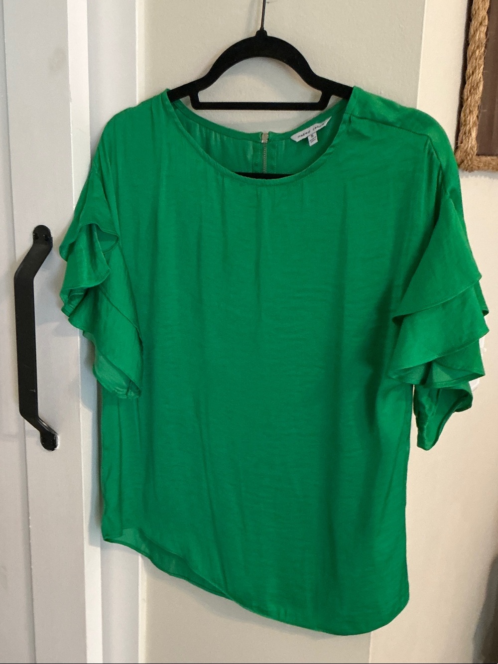 Naked Zebra Emerald Ruffle Sleeve Blouse